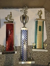 3 Vintage 80s BMX Bicycle Trophy,King Prussia Manor,Bensalem Raceway,Poplar Neck