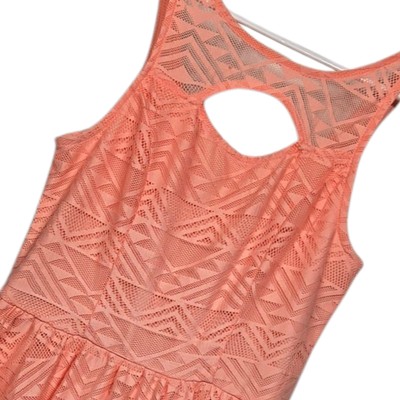 Material Girl Skater Dress Size Small Peach Lace Overlay Sleeveless Lined New