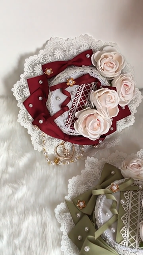 Lolita Rose Flat Top Hat Hair Accessory, Tea Party Hair Clip Top Hat Lace (red) - Video 1 of 1