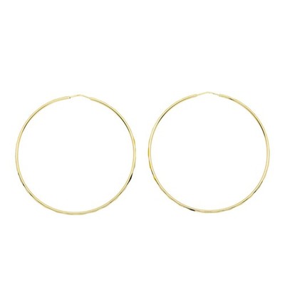 14k Creolen Gold Creolen 2,25' Zoll Diamantschliff Textur & endloser Verschluss