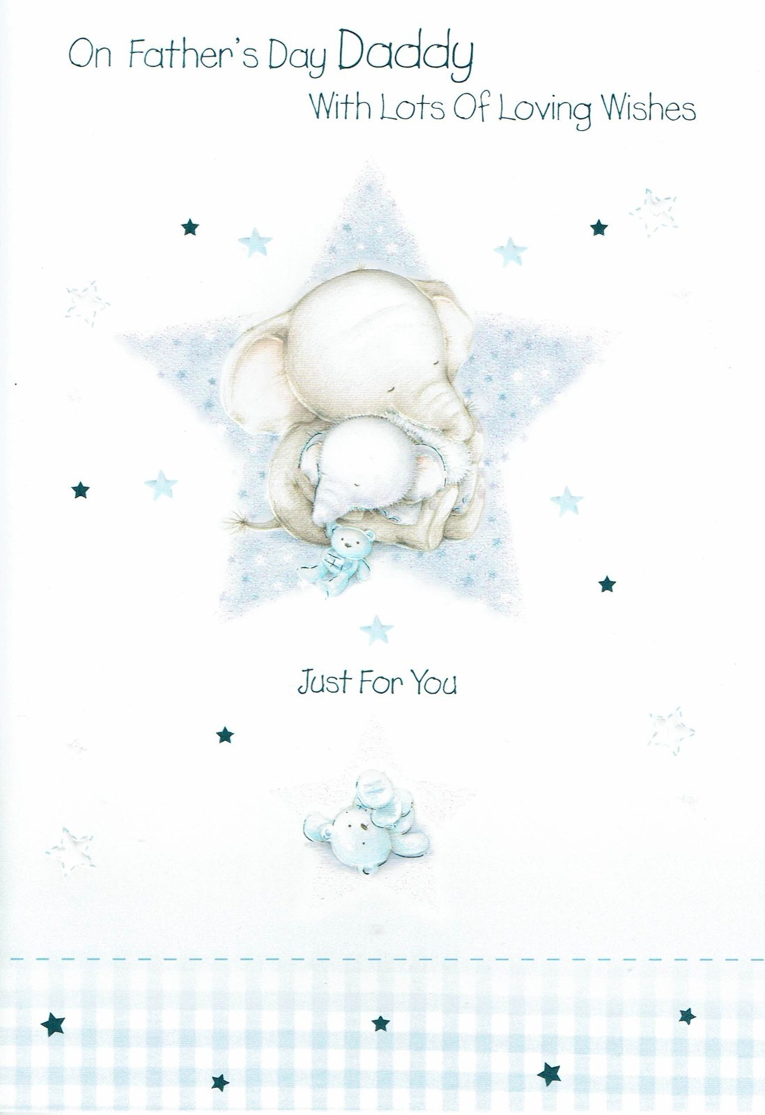 DADDY, FATHER'S DAY CARD  ~ Quality Blue Elephants Design Fathers Day