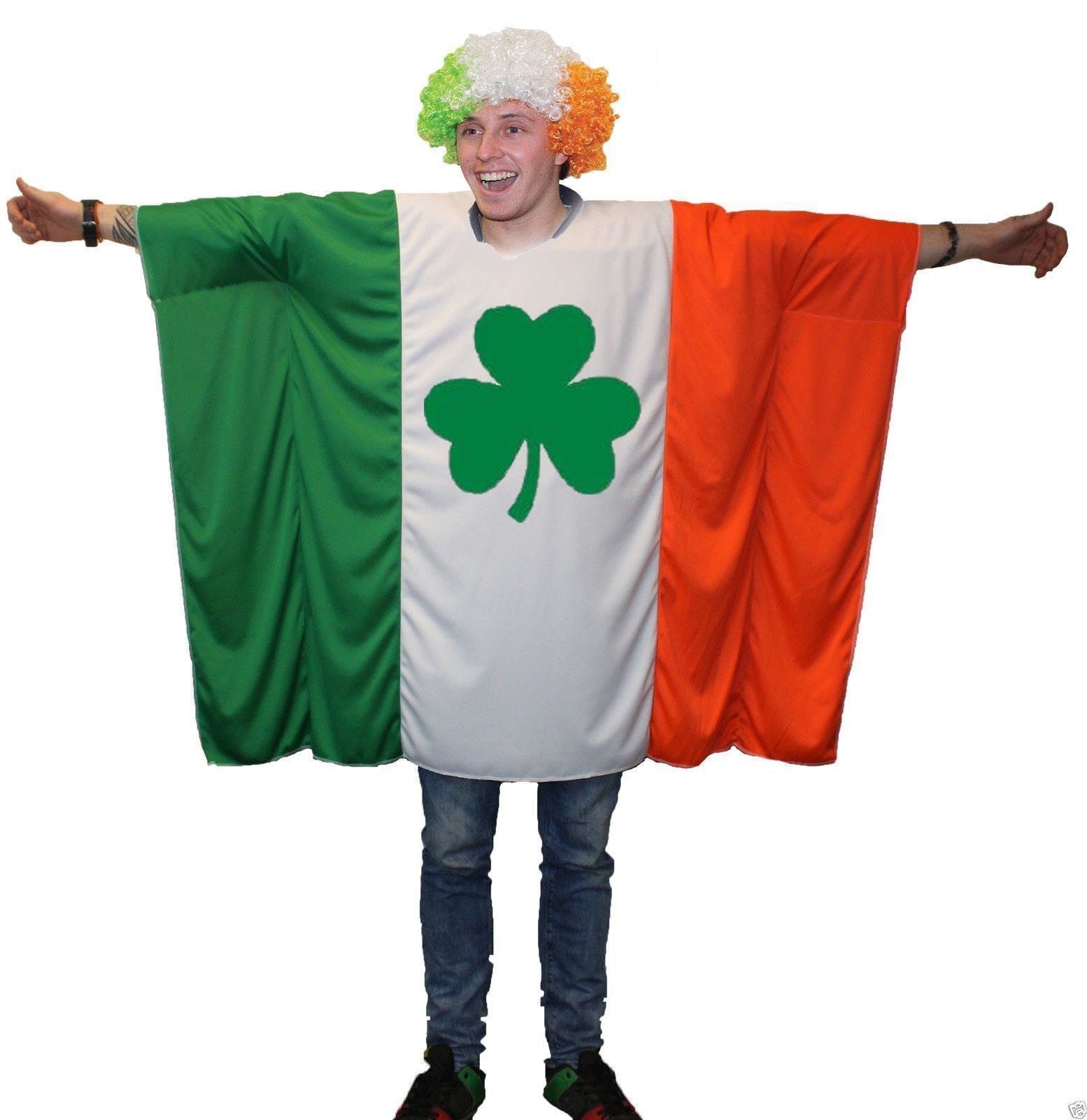 Adults Ireland Irish Clover Supporters Poncho Saint Patricks Day Fancy Dress