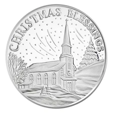 1 Troy oz Christmas Blessings .999 Fine Silver Round