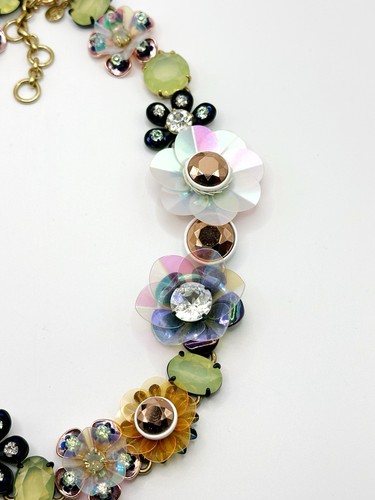 J CREW RUNWAY STATEMENT FLORAL CRYSTAL BRULEE NECKLACE Y2K - Picture 3 of 6