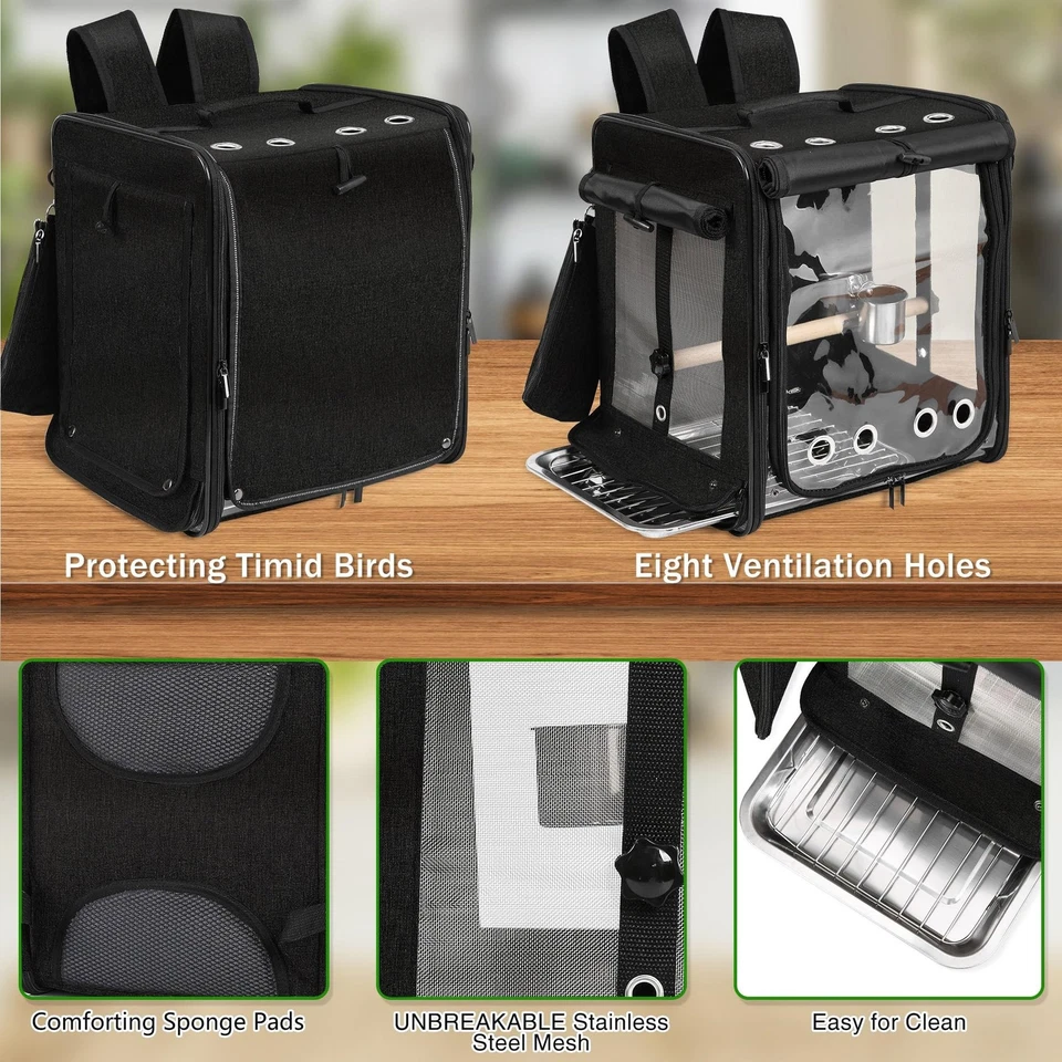 Suertree Bird Carrier with Seat Belt for Car Travel, Bird Backpack Carrier wi... - Image 3 of 4
