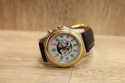 Vintage Sun Time Two Tone Theater Dial Indiglo Blue Light Watch New Batt 35mm
