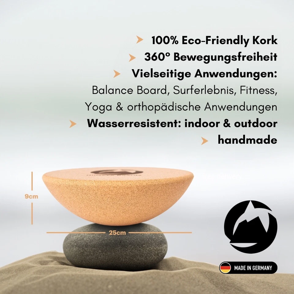 HILLSEYE Semisfera in Sughero - Yoga, Balance Board, Surf Training, Fitness e Riabilitazione - Immagine 4 di 4