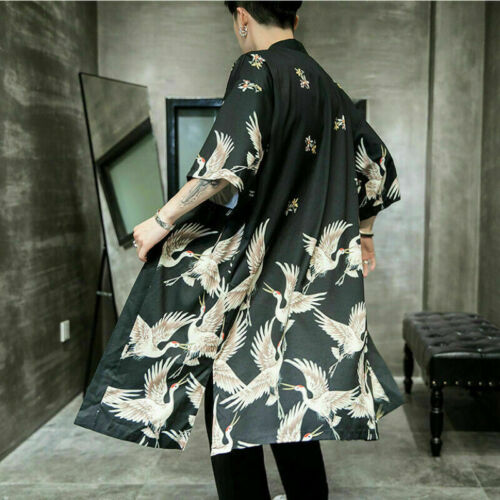 recuperar por favor no lo hagas emocionante Men Fashion Long Bathrobe Shirt Casual Japanese Kimono Coat Loose Yukata  Outwear | eBay