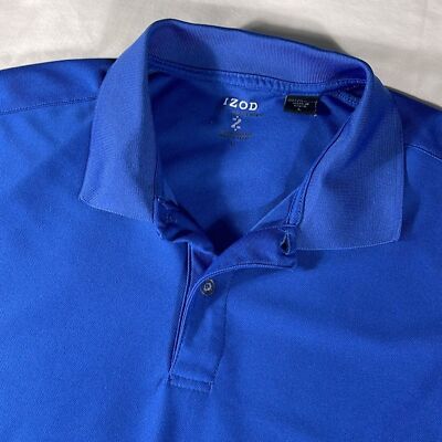 Izod mens royal blue Cool FX Series polyester two button polo shirt - size L