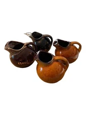 Lot Of 4 SOUVENIR MINIATURE MAPLE SYRUP POTTERY PITCHER TEXAS, DC, ILLINOIS, BC
