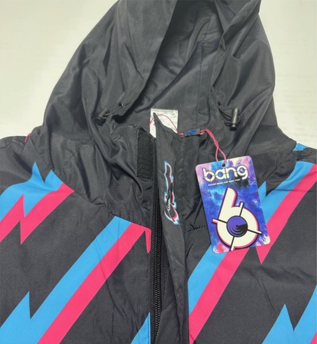 Bang Revolution Energy Drink Windbreaker Anorak Jacket M/L Black Pink Blue RARE - Picture 10 of 12