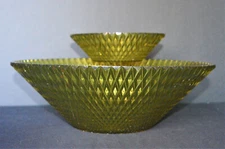 Vintage Avocado Green Hard Plastic Chip and Dip Bowl Set