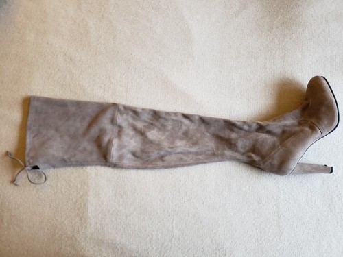 Stuart Weitzman 9 10 Praline Gray Stretch Suede Over the Knee OTK Boots Highland - 第 18/26 張圖片