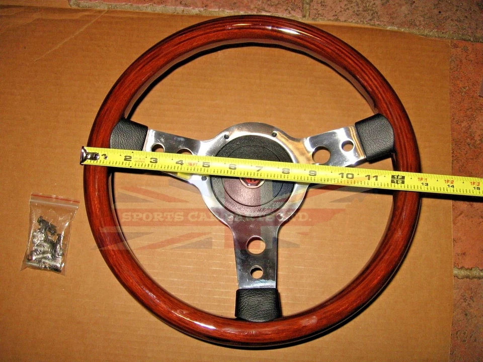 New 13" Wood Steering Wheel and Adaptor for MGB 1970-1976 MG Midget 1970-1977 - Image 4 of 4