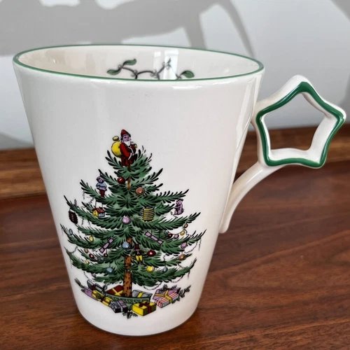 SPODE Christmas Tree Star Handle Mug England Vintage 2003 Hard-to-Find S3324-A3