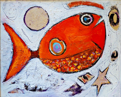 La Poisson Rouge oil painting listed AskArt Expressionist Kevin F Doyle
