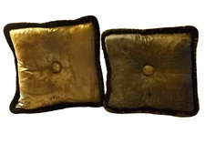 Richard Fischer Vintage Hand Painted Silk Velvet Down Pillows Designer Luxe x2