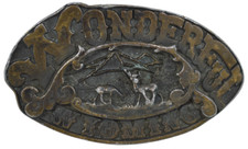 WONDERFUL WYOMING Vintage Brass Belt Buckle Western Forest Deer