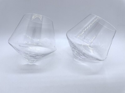SEMPLI Clear Crystal Tilted Rocking Whiskey Glasses Set Of 2 EUC