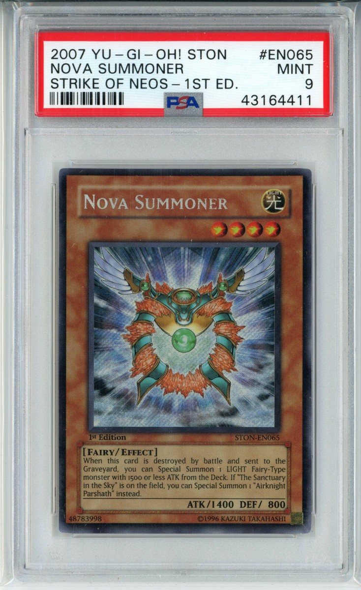 YUGIOH 1ST ED STON-EN065 NOVA SUMMONER SECRET RARE HOLO PSA 9 MINT