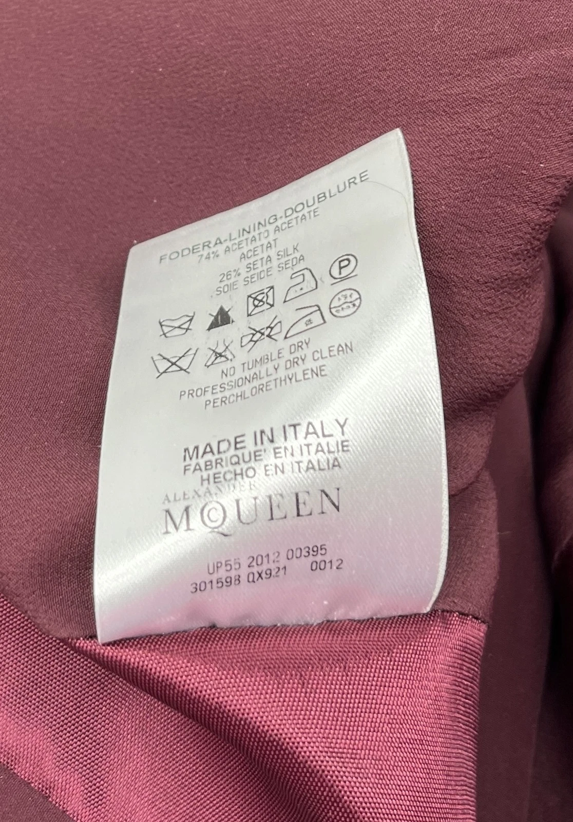 Abito a linea Alexander McQueen 2012 nero viola pizzo vita in peplum taglia 44