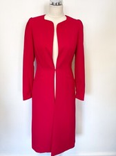 Bnwt Artigiano Red V Neck Long Sleeved Elegante Long Line Jacket Size 8