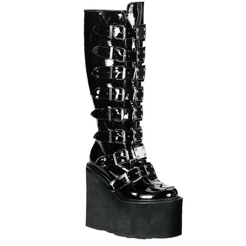 Demonia Gothic plataforma botas swing - 815-blk-pat | eBay