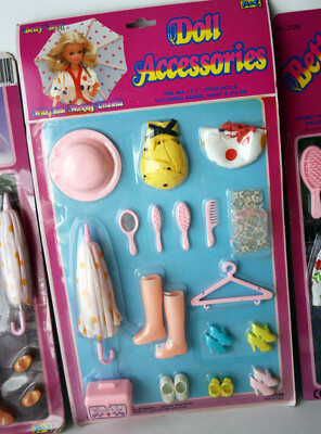 3x VINTAGE 80'S BETTY TEEN DOLL RAINY DAY ACCESSORIES M&C BARBIE