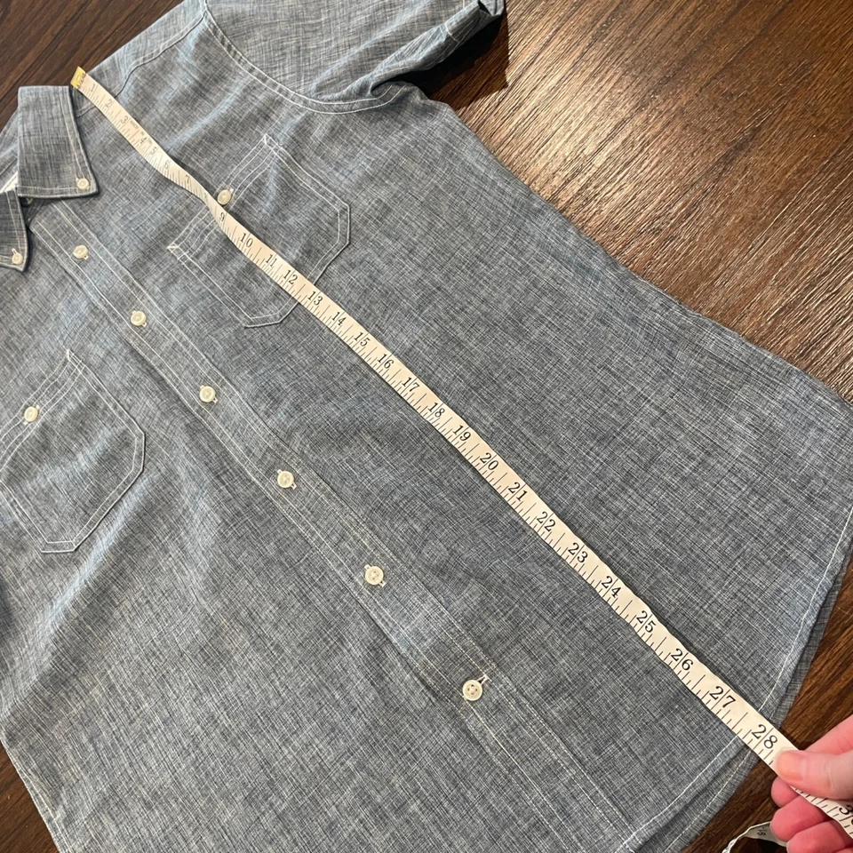 Southern Tide Men's Sz S Navy Blue Chambray SS Performance Shirt Button Down - Image 4 of 4