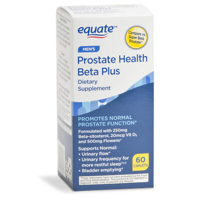 Equate Prostate Health Beta Plus Dietary Supplement Caplets, 60 Ct Men's Health+