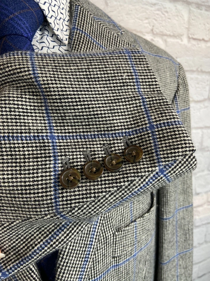 Abrigo Blazer Deportivo de Lana Tweed Gris y Azul Crittendens SAKS FIVE AVE 44L para Hombres Foto 3 de 4