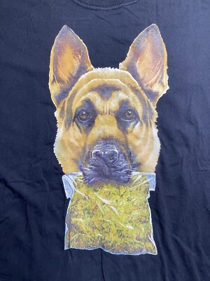 German Shepherd  Drug Dog   Good Boy  Black Adult Large Transfer Print T-Shirt