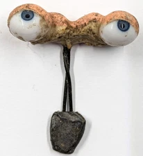 Vintage German Antique Hand Blown Rocker Glass Doll Eyes Blue Oval Shaped BBI-2