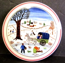 Design Naif Villeroy & Boch Trinket Box CHRISTMAS Horse Wagon Snow Scene Village