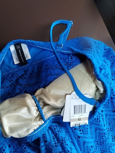 International Concepts Blue Fly Away Crochet Cut Out Tankini Set W 12 NWT - Picture 3 of 6