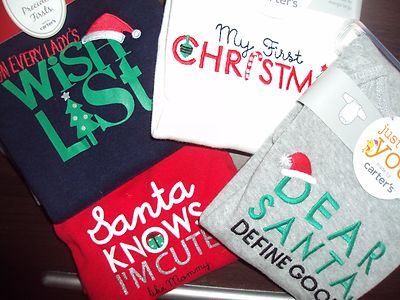 Carter's Long Sleeve Bodysuit Cute Like Mommy Dear Santa Wish List 1st Christmas