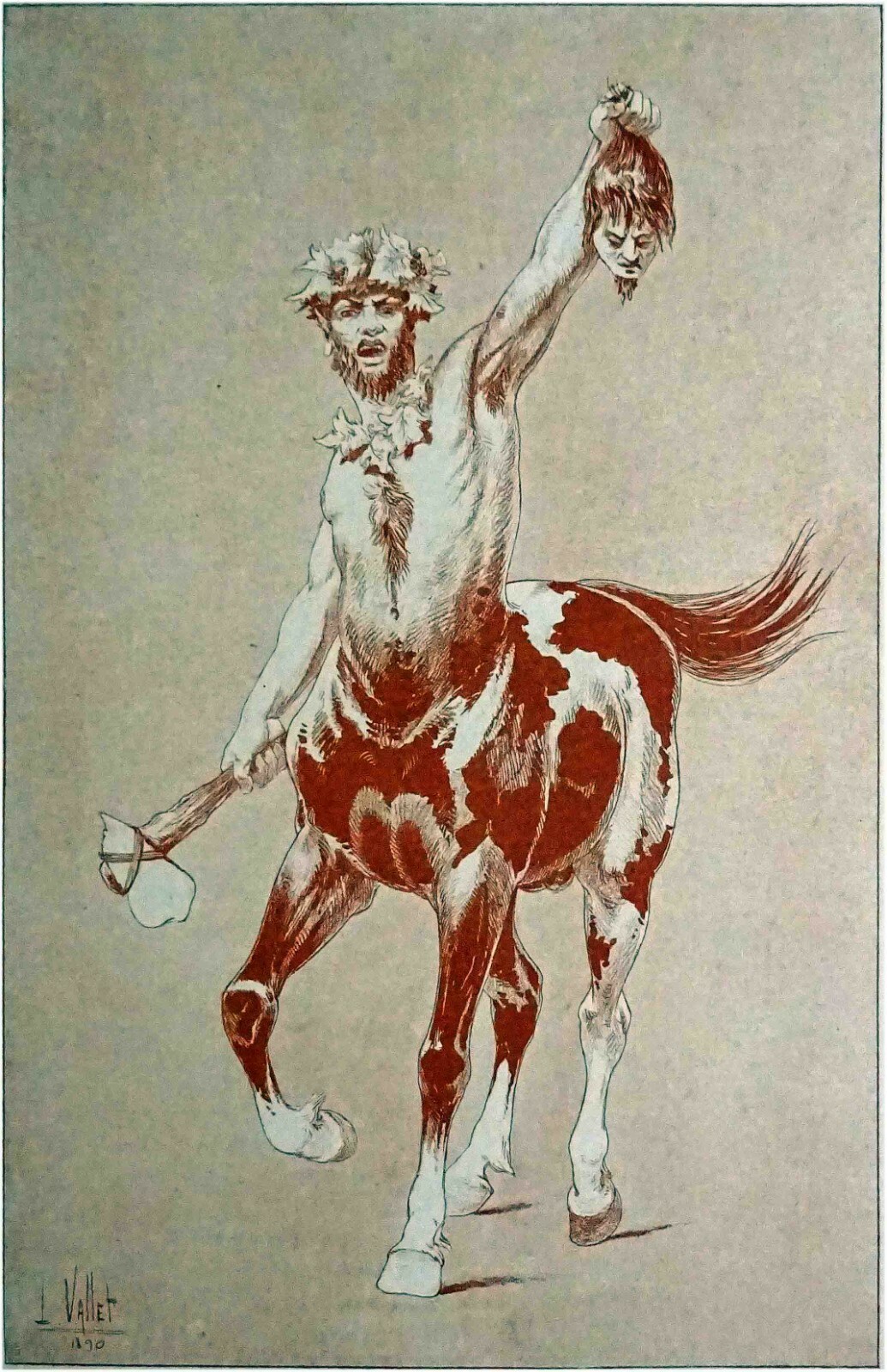 Creature Mi Homme Mi Animal Mythologie UN CENTAURE (Créature mythologique mi-homme, mi-cheval)- Gravure du 19e  (Vallet) | eBay