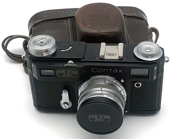 Soviet copy of Contax IIa Carl Zeiss Jena BLACK camera with Soviet copy of Contax IIa Carl Zeiss Jena BLACK camera with