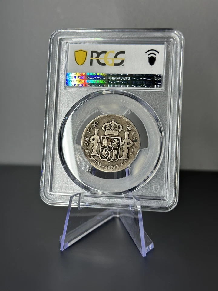 Moneda de plata de 2 reales 1790 PTS PR Bolivia - PCGS VG8 - Casa de la Moneda de Potosí - KM#62 Foto 3 de 3