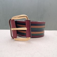 Jaeger (Gucci Style) Ladies Leather Multicolour Belt, Size 28" Made In Italy.
