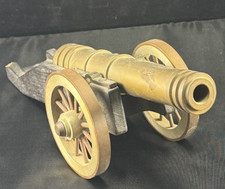 Dekorative Kanone aus massivem Messing auf Holzlafette ca. 27cm Breit