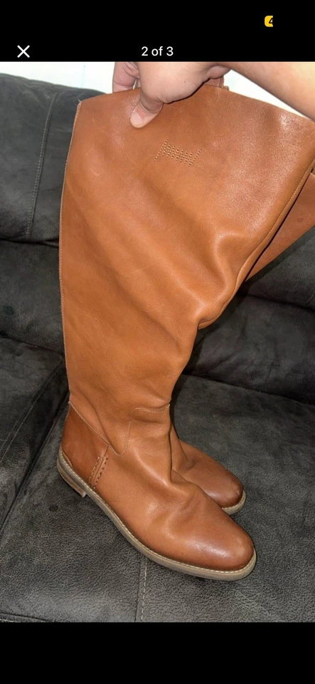 Botas Altas Franco Sarto L-Meyer, Cuero Marrón Claro Mujer’s 10M- Ancha Pantorrilla-Nuevas Foto 2 de 3