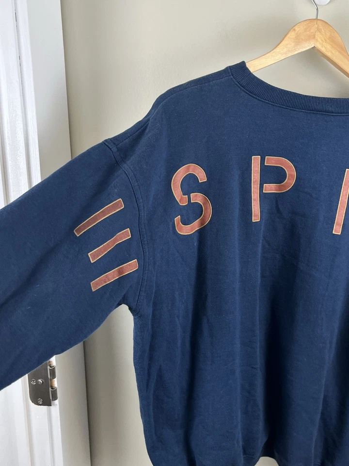 Sudadera ESPRIT De Colección Spellout Azul Marino Talla Mediana Hecha en Perú Logo Frontal Foto 4 de 4