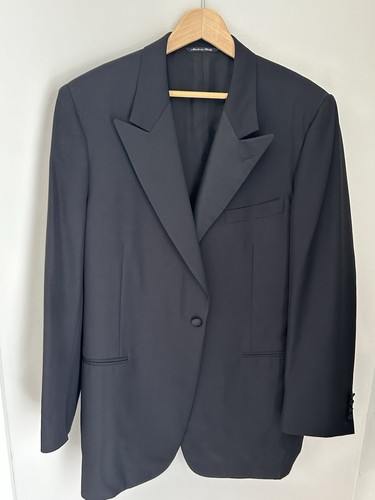 Canali Italy Mens Single Button Solid Black Formal Tuxedo Blazer Jacket 44R - Picture 2 of 10