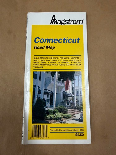 Hagstrom Connecticut Road Map US State Travel Points of Interest