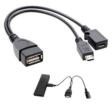 2-in-1 USB Adapter ? Micro B Male & Female with Power Y Splitter