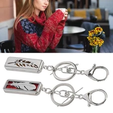 therapy Essential Oil Diffuser Keychain Stainless Steel Rectangular Hollow