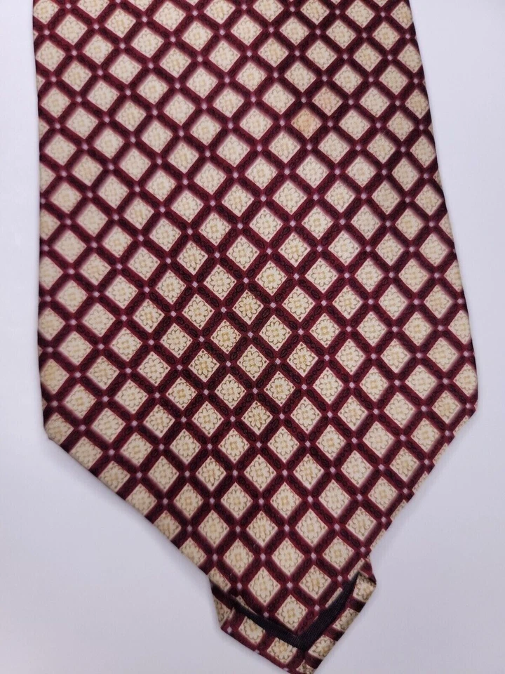 John Henry 男式正式领带 56 英寸长 x 4 英寸宽米色/勃艮第领带 — 第 2/4 张图片