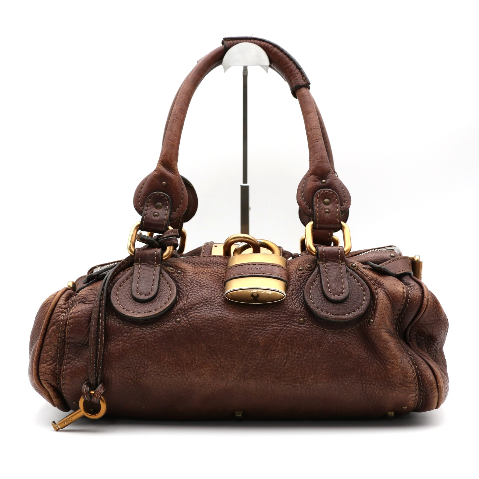 Chloe Paddington Brown Leather Y2K Satchel Padlock Handbag Purse