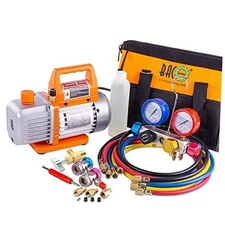  AC Vacuum Pump and Gauge Set, 4 Way HVAC Vacuum Pump Kit for 4Way & 3.5CFM